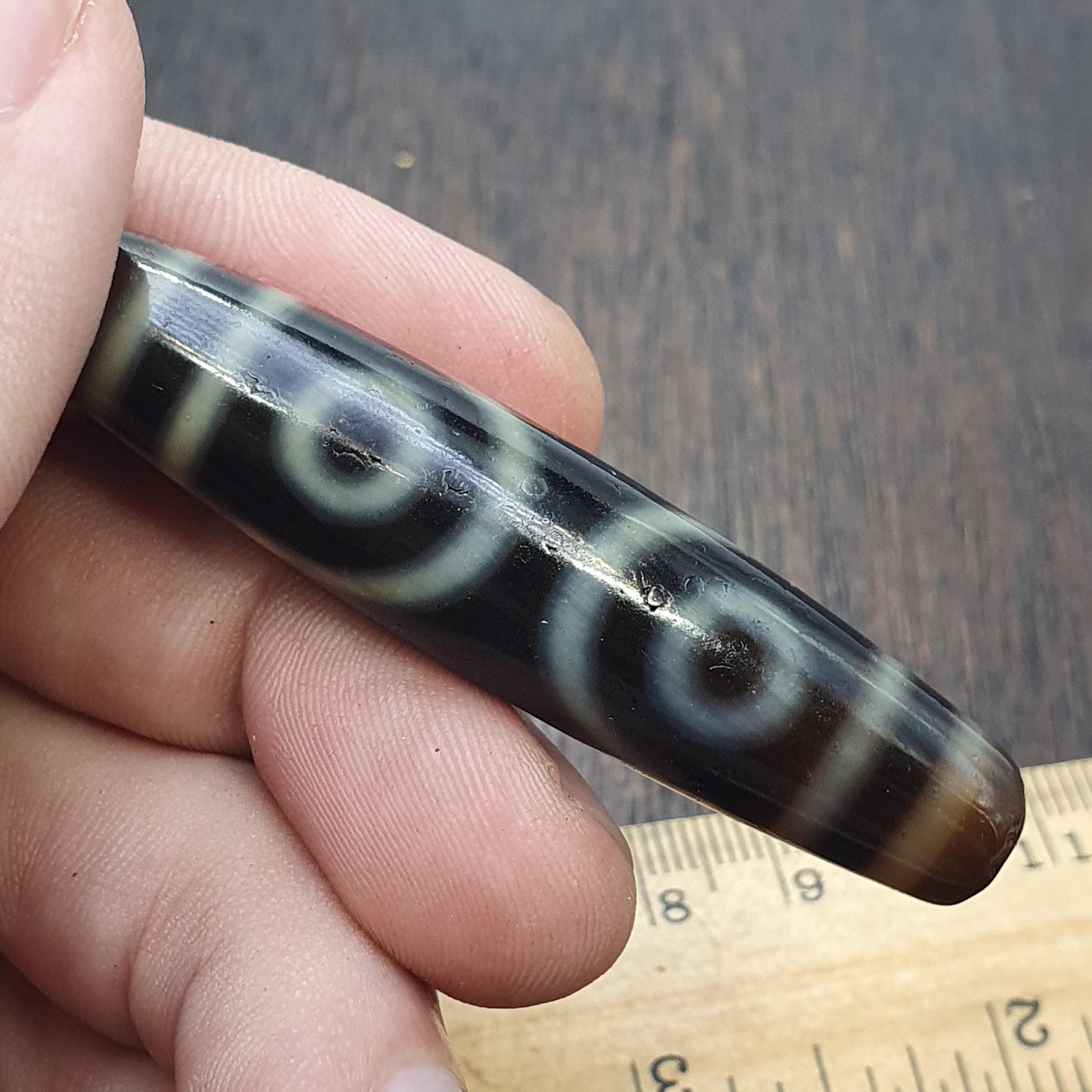 3 unique eyes patterns tibetan old agate dzi bead protective amulet pendant