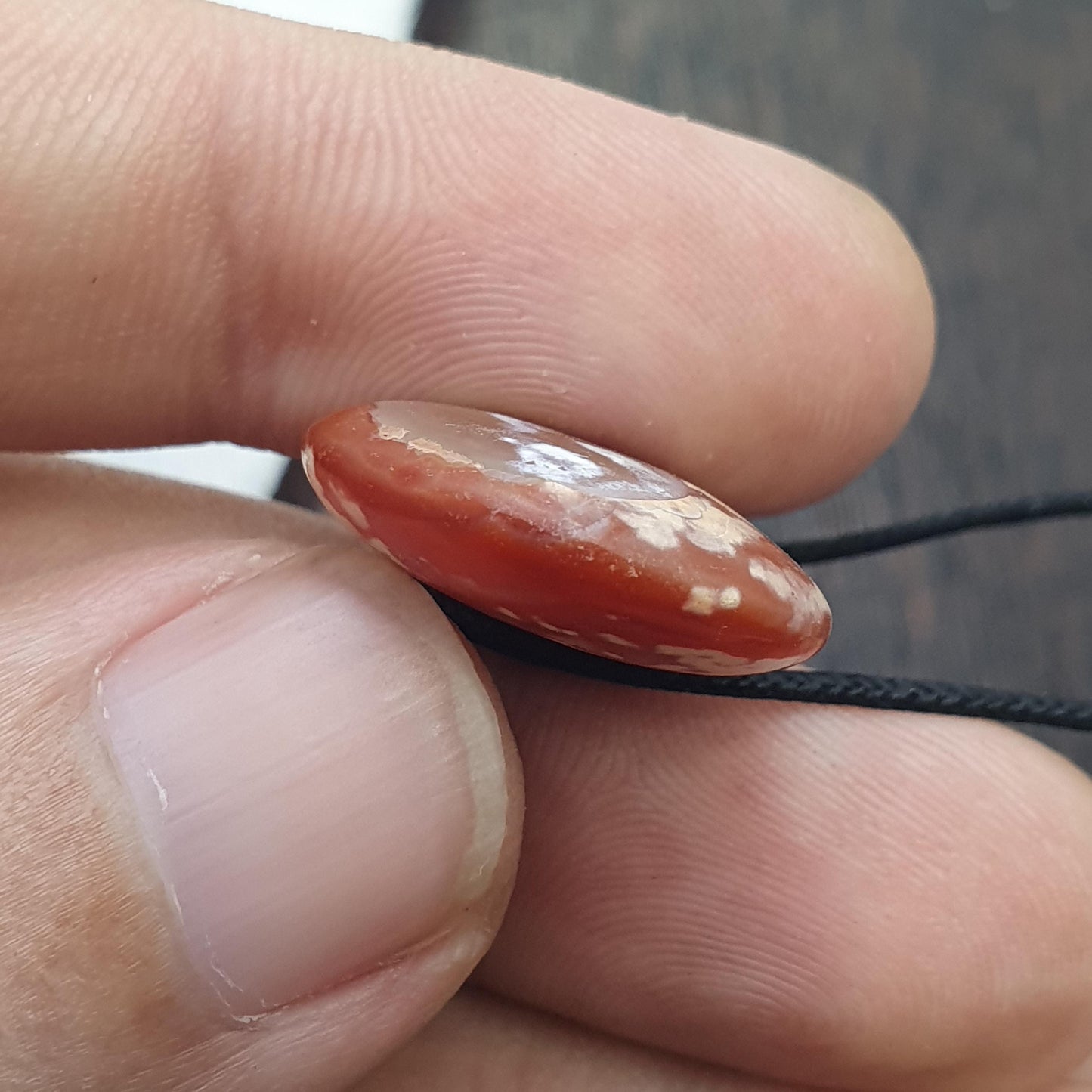 Agate Amulet Necklace: Beautiful patina carnelian Amulet Bead Pendant Necklace