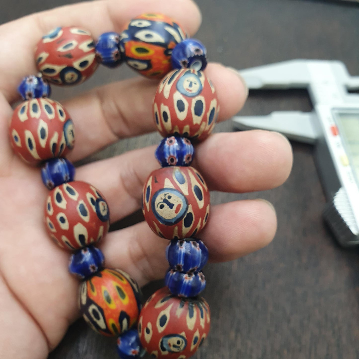 Vintage Venetian African Style Millefiori Inspired Face Beads Handmade Glass Face Bracelet Collectible Trade Beads