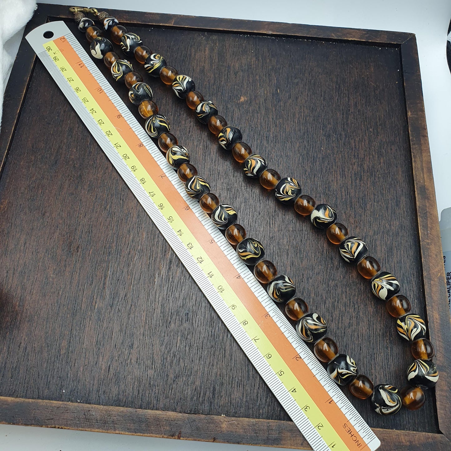 Vintage fancy Feather venetian African style trade beads Necklace | 24 inches long strand