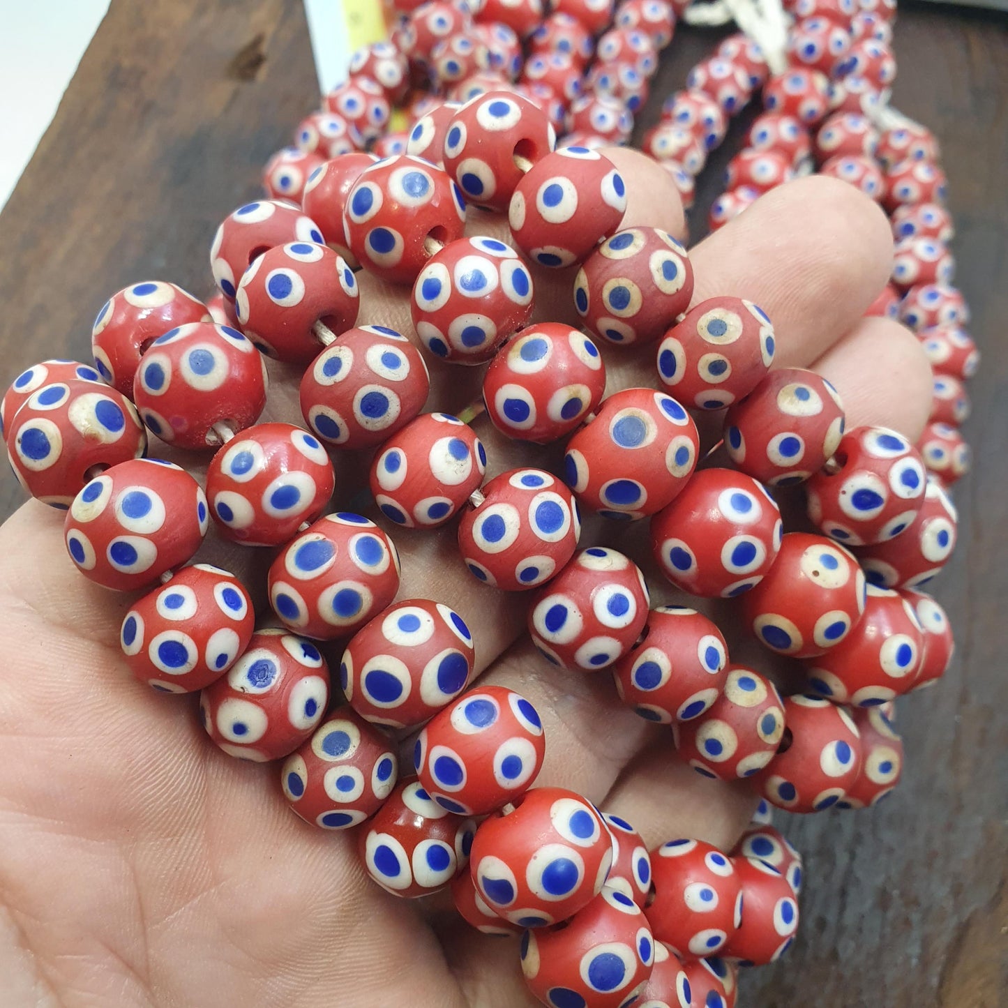 Venetian style Red Skunk Beads African Style Trade Glass Round Blue White Eye Beads Jewelry Making