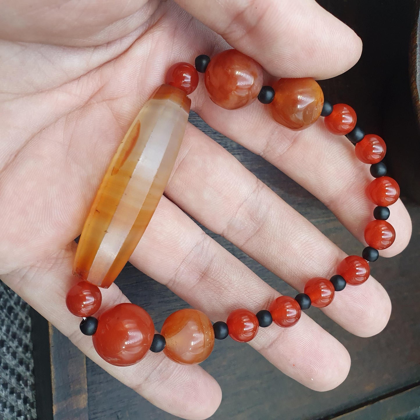 Antique African Agate Traded Bead: Rare Himalayas Agate bracelet