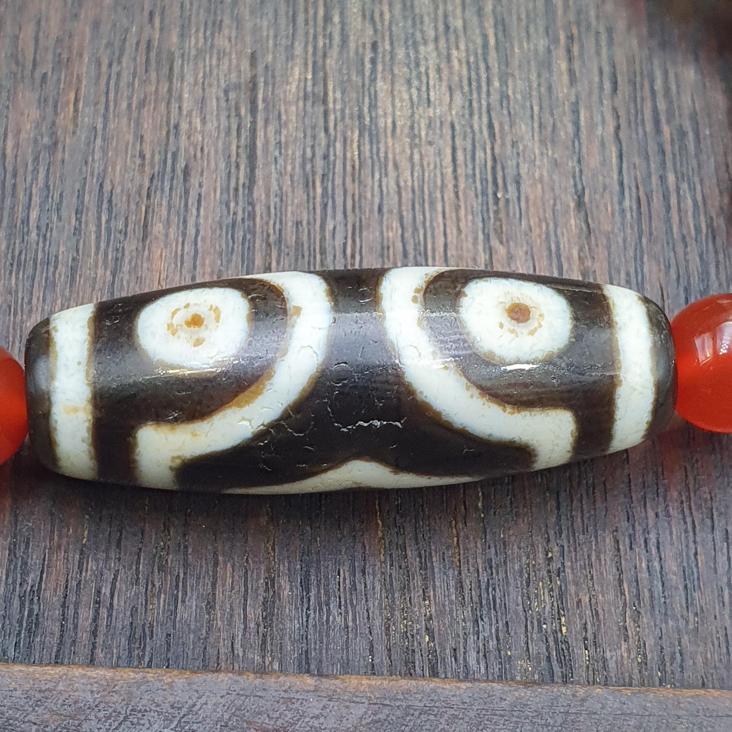 Tibetan Dzi Agate Beaded Bracelet with Carnelian Himalayan Seed Carving, Spiritual Healing, Meditation Jewelry, Antique Tibetan Amulet Style