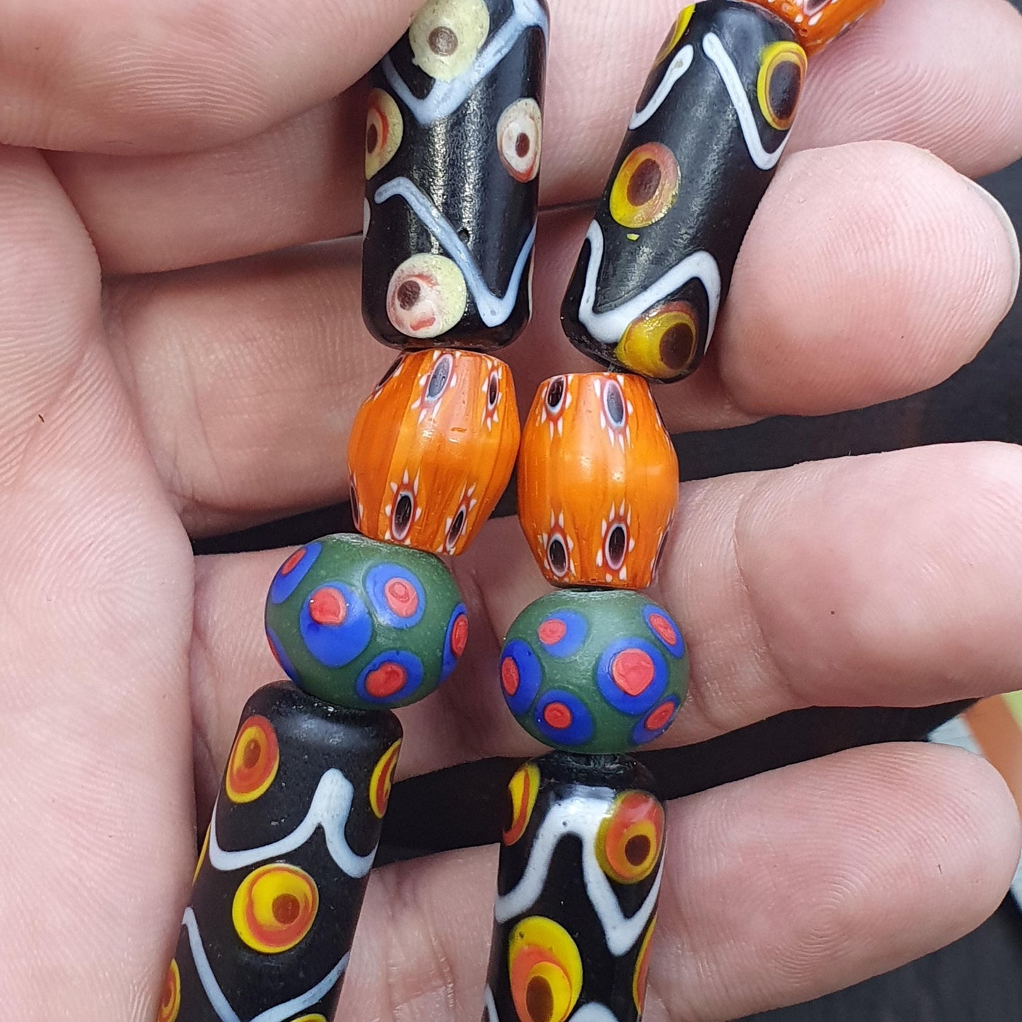 Venetian style millefiori glass bead necklace – colorful floral murano style