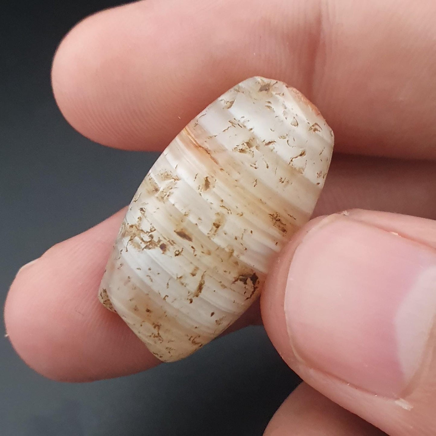 Ancient suliemani natural stripe pattern agate beads amulet lot 3 pcs