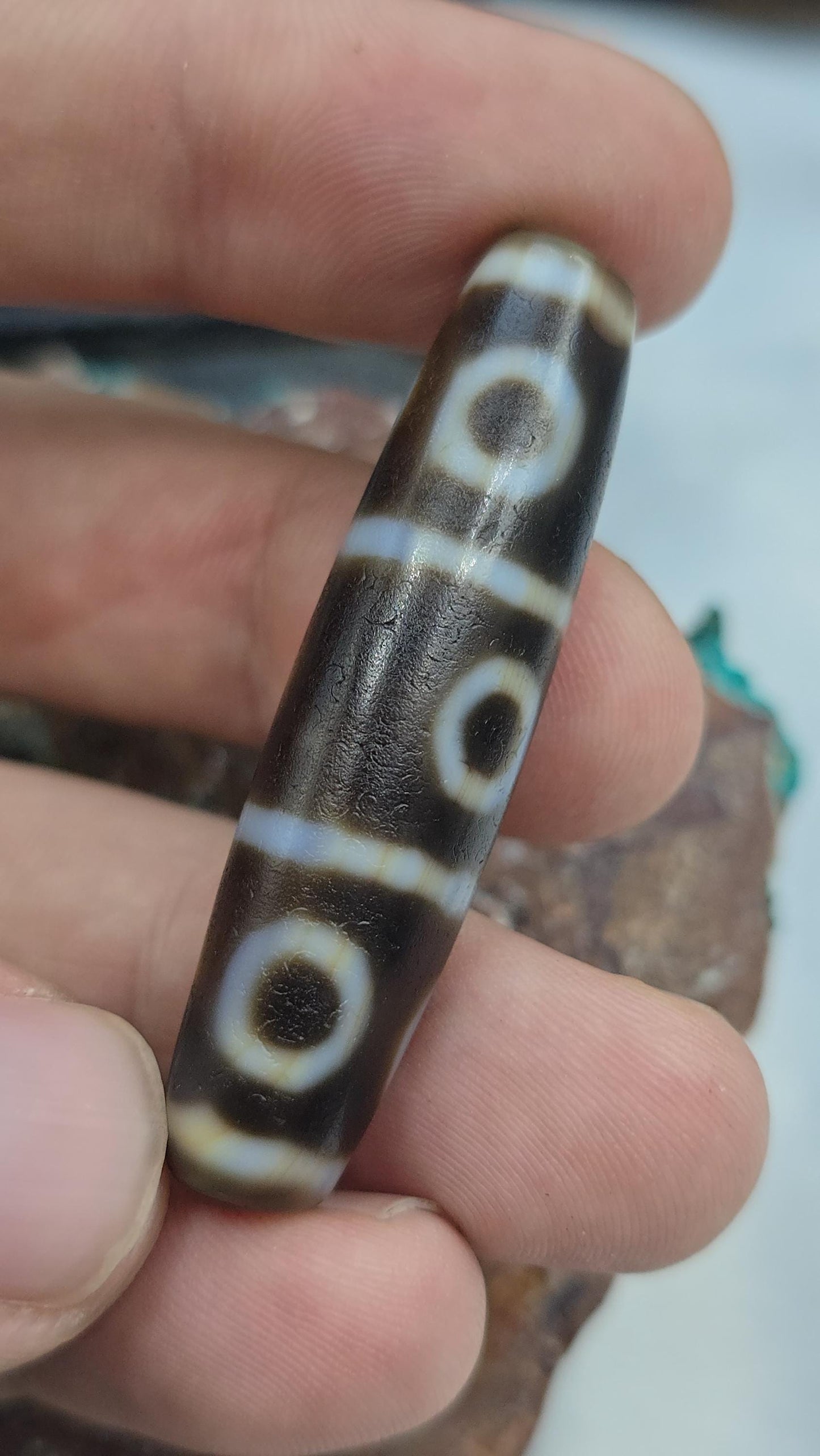 Rare 48mm 8-Eye Taiwan Dzi Bead with Dragon Skin Weathering 8-Eyed Dzi Bead Amulet for Success & Protection