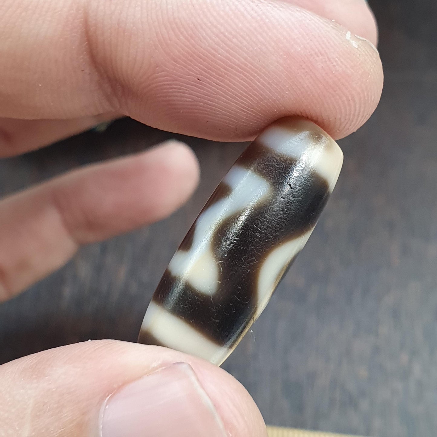 Rare Diamond & Square Eye Dzi Bead Tibetan Himalayan Agate – Heaven and Earth Geometric Amulet 4 Direction Protection Talisman