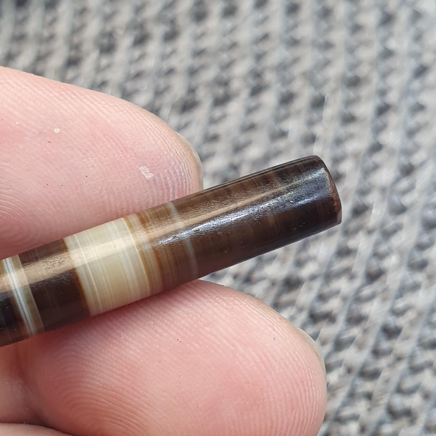 Antique Yemeni Agate Bead 34mm, Banded Sulemani Agate, Natural Striped Agate Talisman, Ancient Style Chung Dzi Bead, Collectible