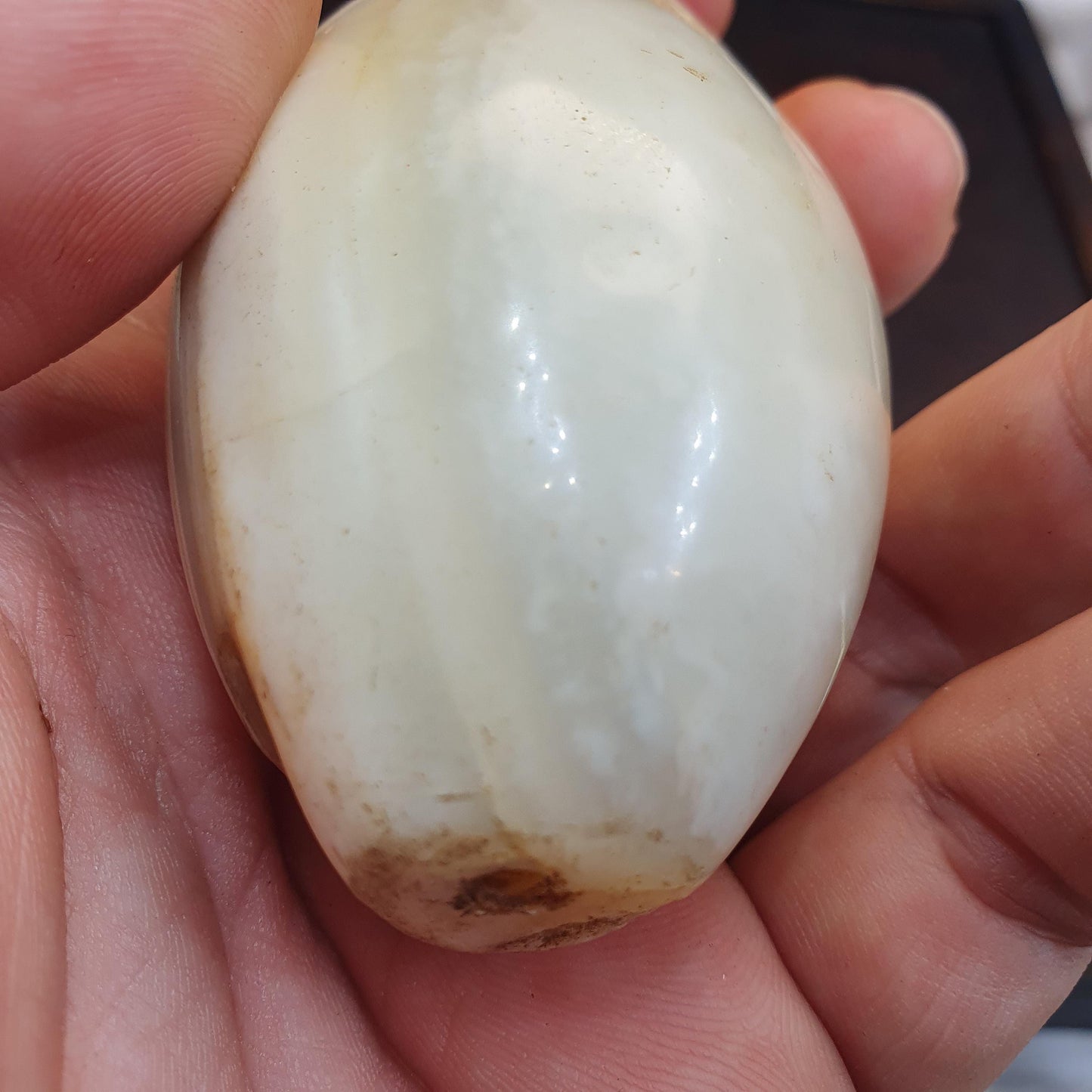 Huge Antique old african rare agate traded bead 78.9mm x 44.6mm
