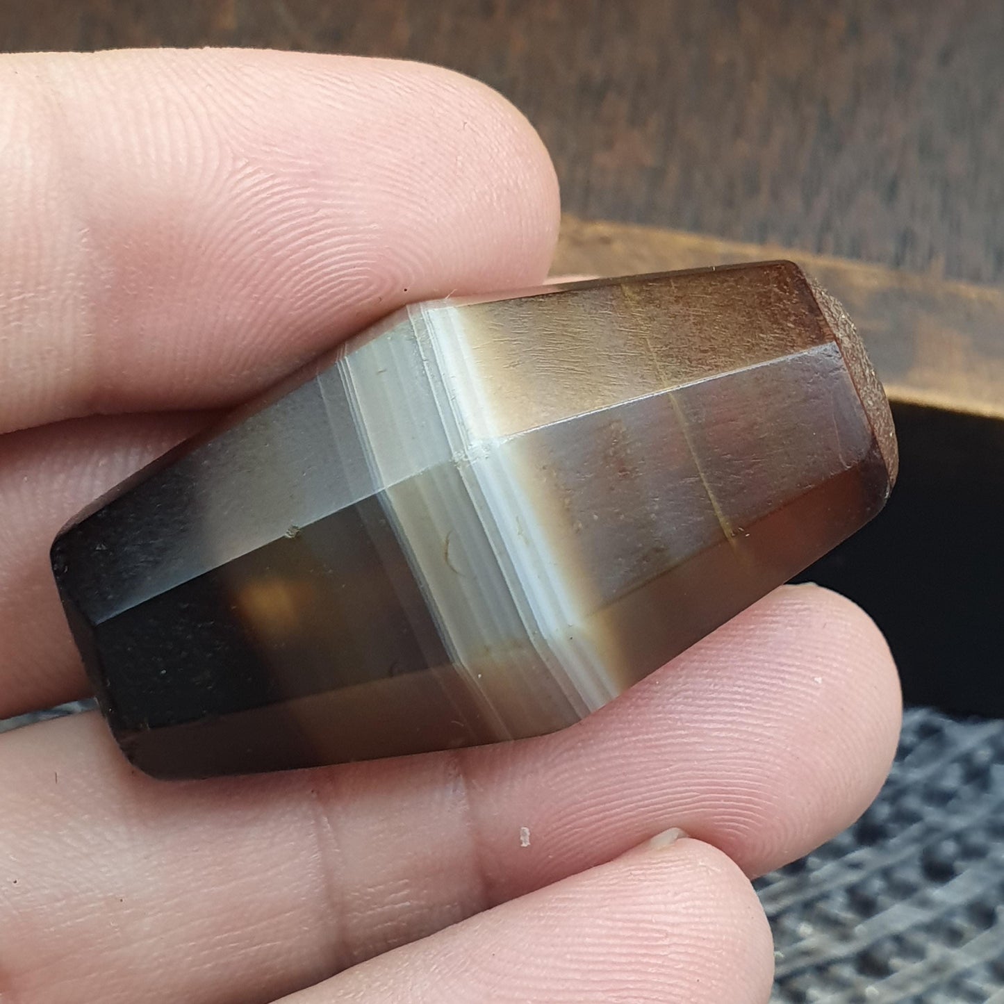 Antique Yemeni Agate Bead 42mm Ancient Banded Sulemani Large Tribal Focal Bead
