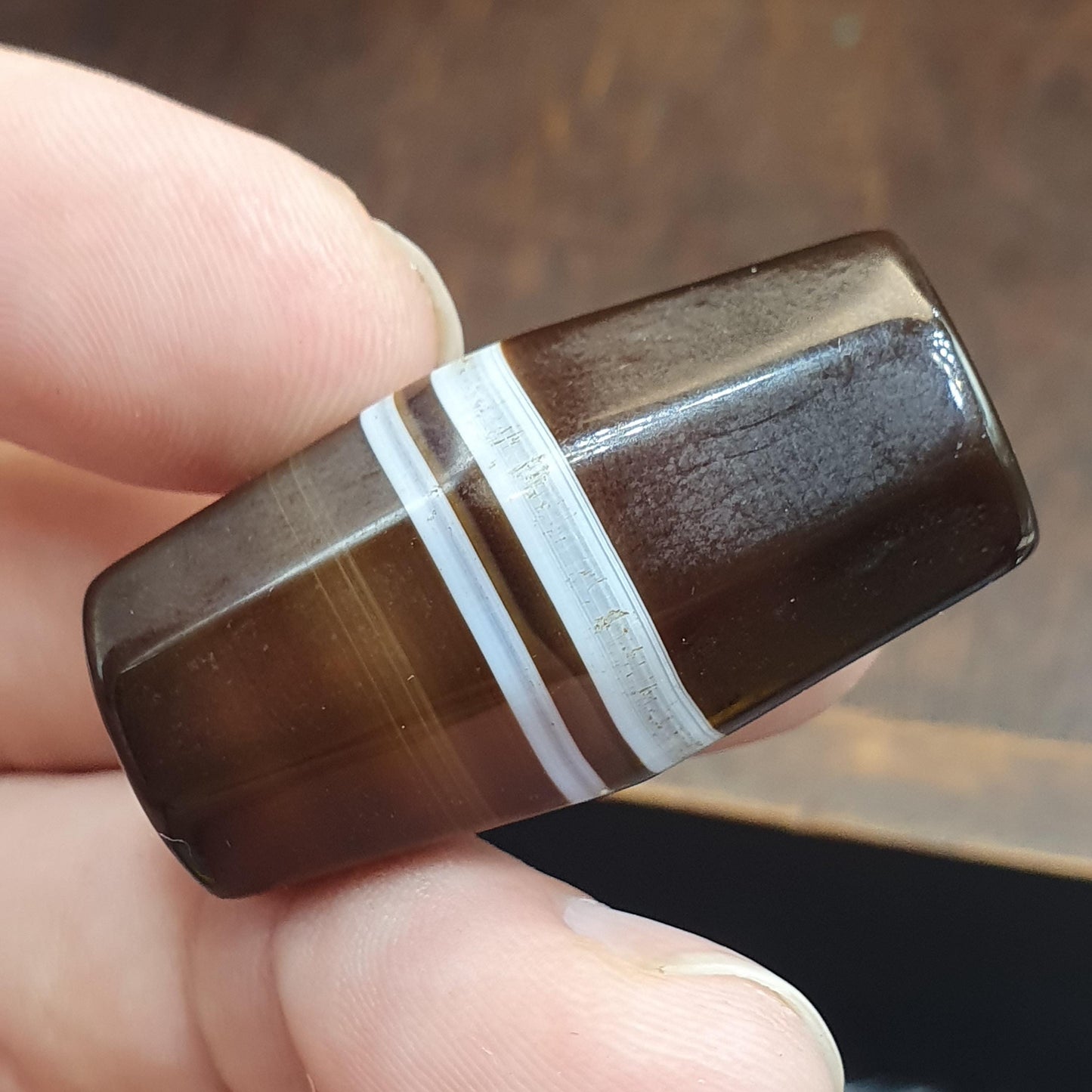Antique Yemeni Agate Bead 38.4mm Ancient Banded Sulemani Large Tribal Focal Bead