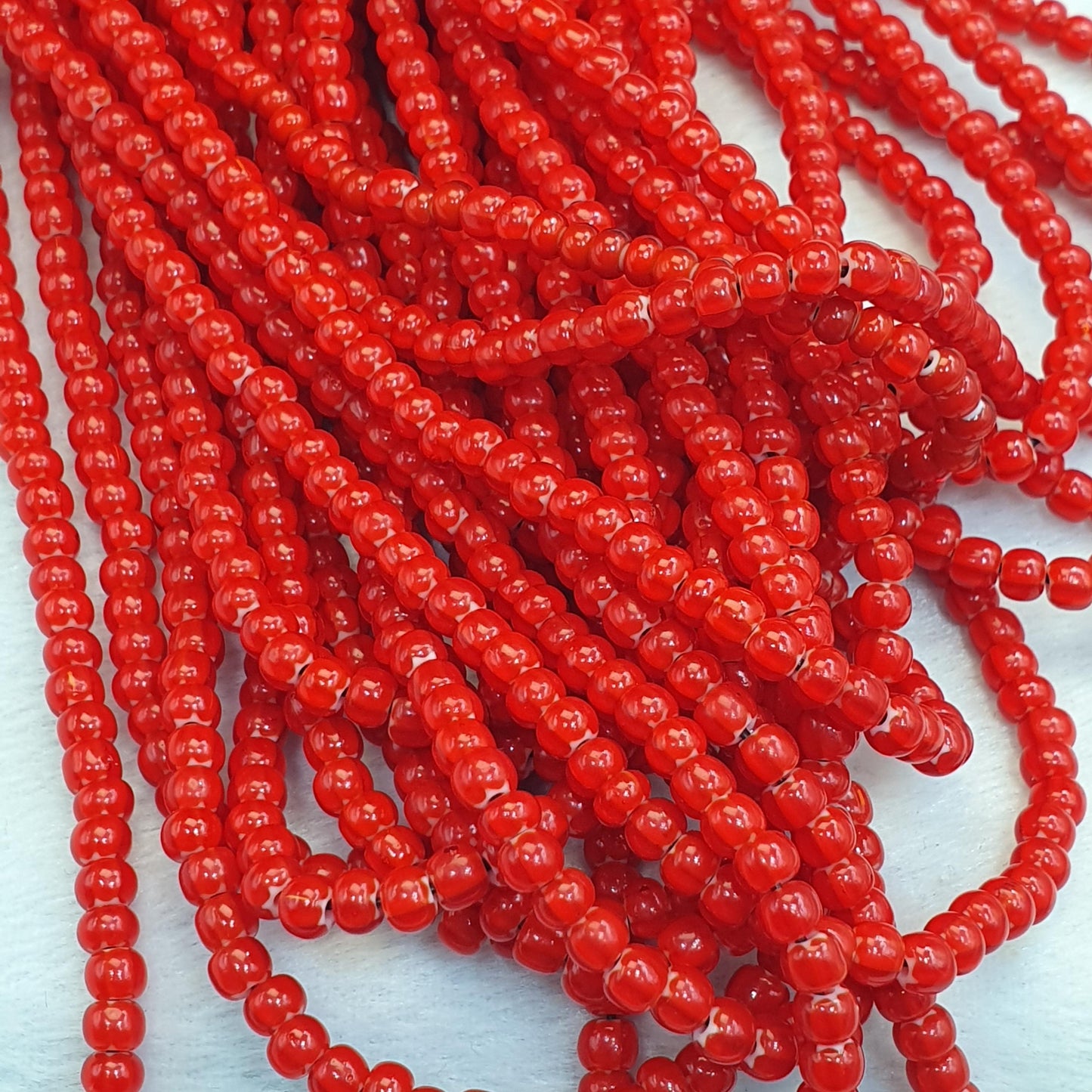 4.8mm venetian cherry red Star white heart trade beads 24 inches strands