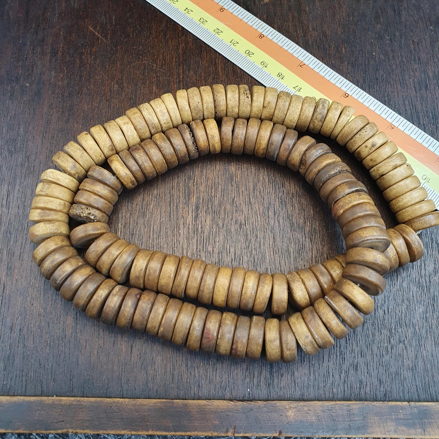 Vintage tibetan yak bone (buffalo) beads beaded necklace 15mm