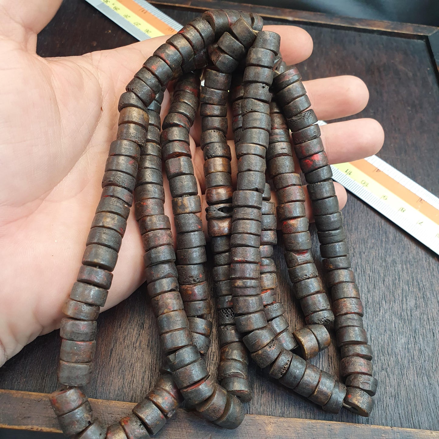 Vintage Tibetan Yak Bone (Buffalo) Beads Beaded Necklace 10-11mm long Strand