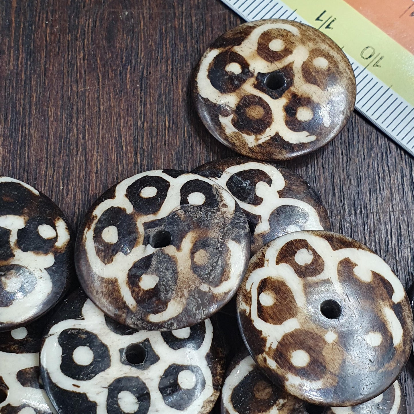 Vintage Tibetan Carved Yak Bone Beads Lot Tribal Mask Feather Leaf Disc Beads Supply