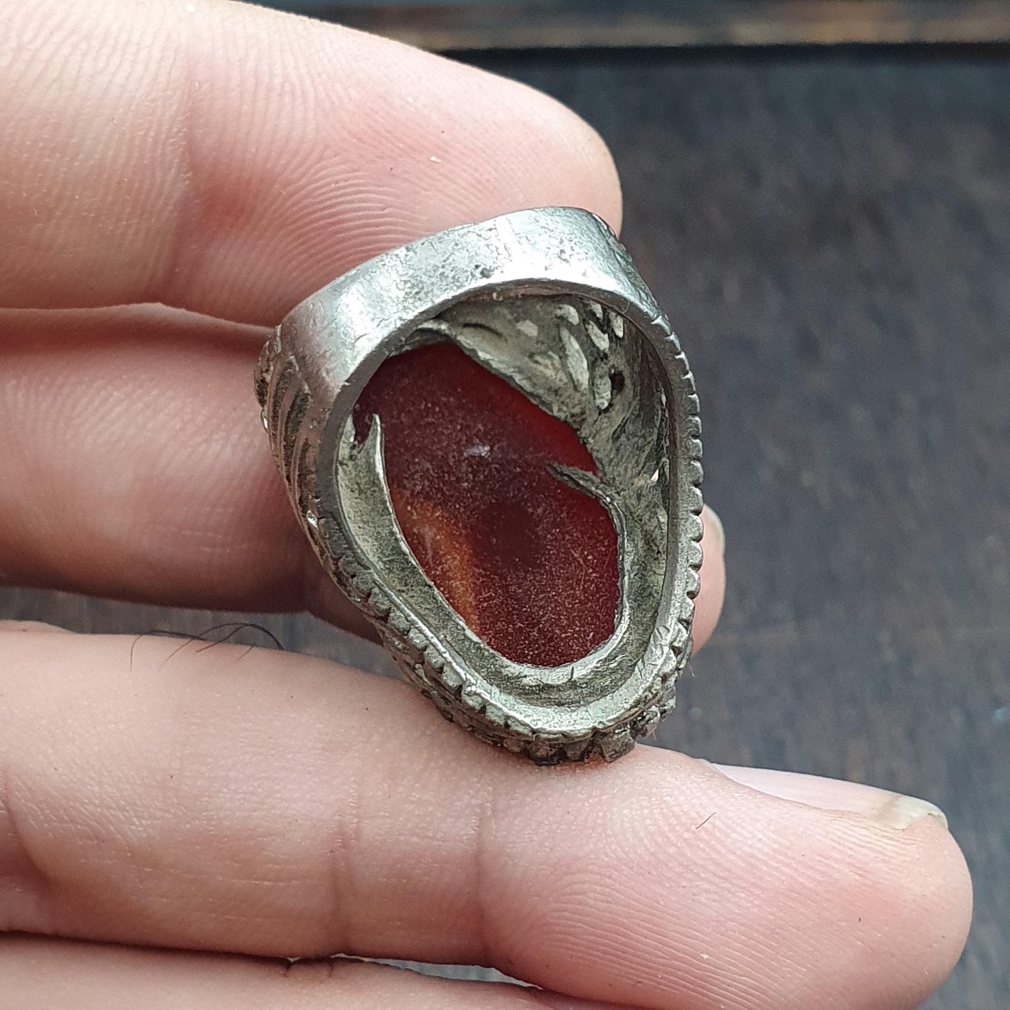 Vintage ring with agate center stone Afghan Ring