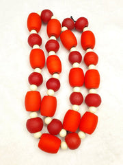 Beautiful mate Red  Round Beautiful Glass Beads Long Strand Necklace