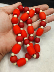 Beautiful mate Red  Round Beautiful Glass Beads Long Strand Necklace