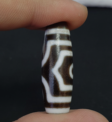 Old Antique Himalayan Indo Tibetan Pure 3 Eyes Dzi Amulet Pendant Bead