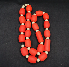 Beautiful Red Round Beautiful Glass Beads Long Strand Necklace