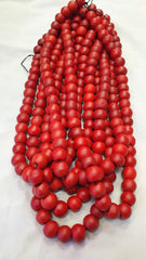 DARK Blood Red Round Beautiful Glass Beads Long Strand Necklace
