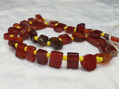 OLD vintage MIX STONES Agate Carnelian BEADS STRAND NECKLACE