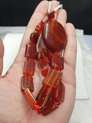OLD vintage MIX STONES Agate Carnelian BEADS STRAND NECKLACE
