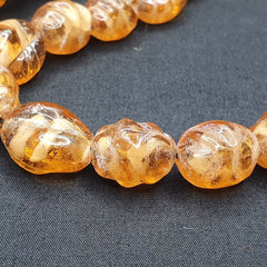 Vintage glass beads Honey Amber fancy Glass trade Beads Strand