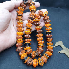 Vintage Handmade unique Shape Lamp work Beads-"Flower" 16mm Full Long Strand