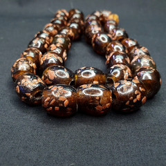 Vintage glass beads aventurine BROWN fancy trade Beads 15x15MM