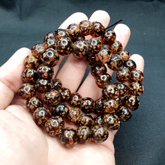 Vintage glass beads aventurine BROWN fancy trade Beads 12MM