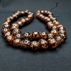 Vintage glass beads aventurine BROWN fancy trade Beads 12MM