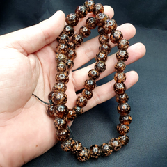 Vintage glass beads aventurine BROWN fancy trade Beads 12MM