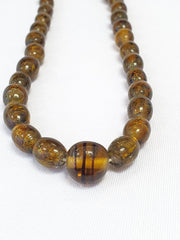 Vintage glass beads AMBER Yellows fancy trade Beads 12x14MM long STRAND