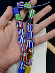 Vintage Venetian Trade beads African Glass Chevron Beads Long Strand 35 BEADS