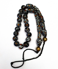 Vintage Zebra Traded glass Beads / Beaded long Necklace