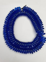 Vintage COBALT BLUE TRADE BEADS GLASS Donuts / NECKLACE - 135 Beads