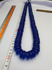 Vintage COBALT BLUE TRADE BEADS GLASS Donuts / NECKLACE - 135 Beads