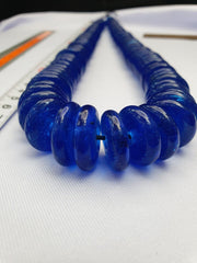 Vintage COBALT BLUE TRADE BEADS GLASS Donuts / NECKLACE - 135 Beads