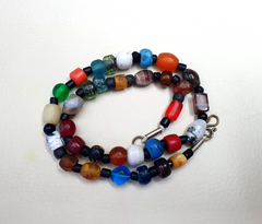 Old Beads antique Traded Stones and Glass Beads Jewelry Necklace Mala