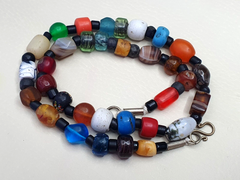 Old Beads antique Traded Stones and Glass Beads Jewelry Necklace Mala