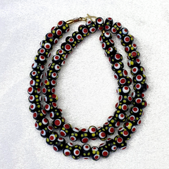Black Venetian Hundred Red eyes Skunk Style Beads Necklace10mm & 20 inches long