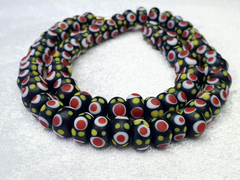 Black Venetian Hundred Red eyes Skunk Style Beads Necklace10mm & 20 inches long