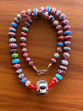 Multi color Chevrons and White Heart venetian Beads African COLLECTION Necklace