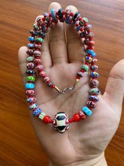Multi color Chevrons and White Heart venetian Beads African COLLECTION Necklace