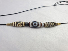 Himalayan Indo Tibetan 3 Eyes 3 Beads unique Patterns Dzi Amulet Beads Necklace