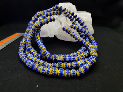 Tiny Blue and Yellow Chevrons venetian Beads African Necklace 8.5mm