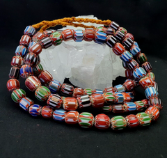 MULTI color Beads Chevrons venetian Glass Beads African Necklace 11-12mm