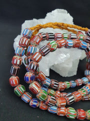 MULTI color Beads Chevrons venetian Glass Beads African Necklace 11-12mm