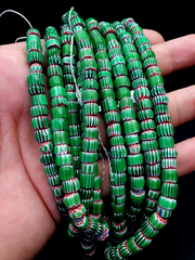 Tiny Green Red Chevrons venetian Beads African Necklace 7mm